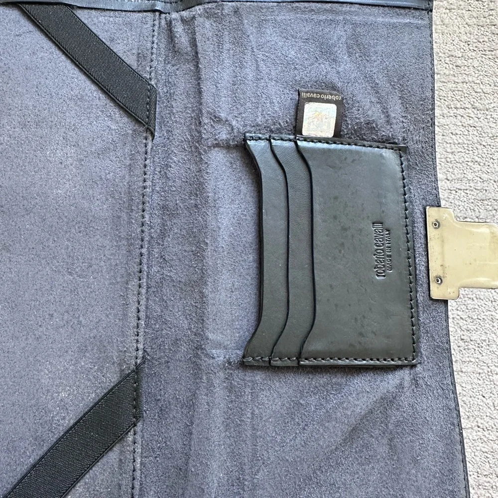 Roberto Cavalli Leather Organizer with Silver Clasp